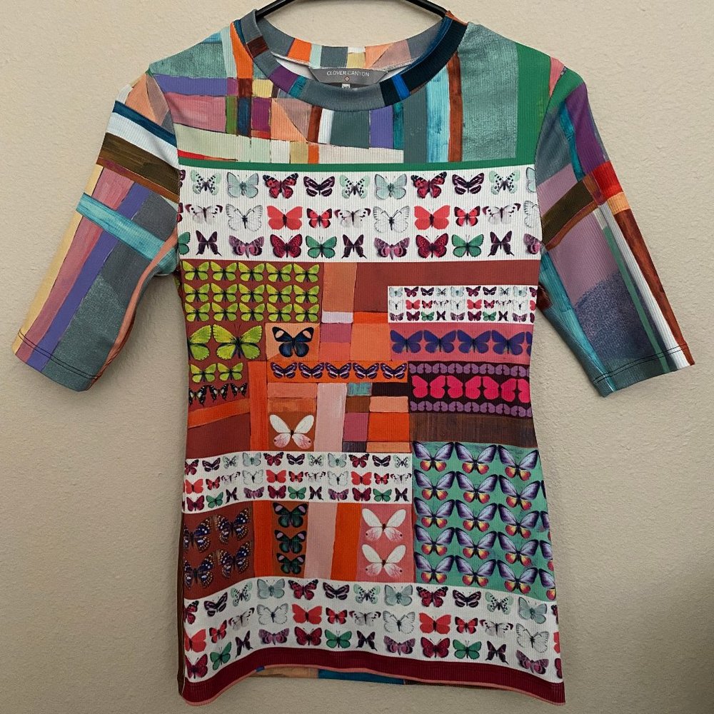 Clover Canyon Butterfly Kaleidoscope Top XS